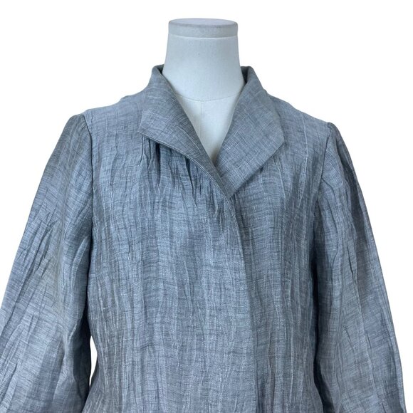 Eileen Fisher Women's Gray Textured Jacket 3/4 Sleeves Button-Up Front Sz S/P - Picture 4 of 9